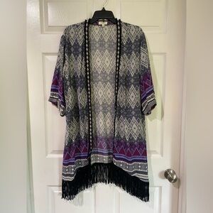 Umgee Kimono S/M Boho Western Aztec Fringe Festival Hippie Gypsy Lightweight